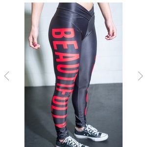 NWOT Livesore “Beautifully Badass” Leggings Sz Lg